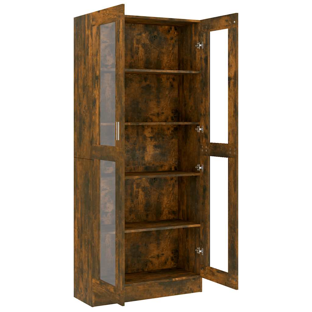 Vitrinenschrank Räuchereiche 82,5x30,5x185 cm Holzwerkstoff