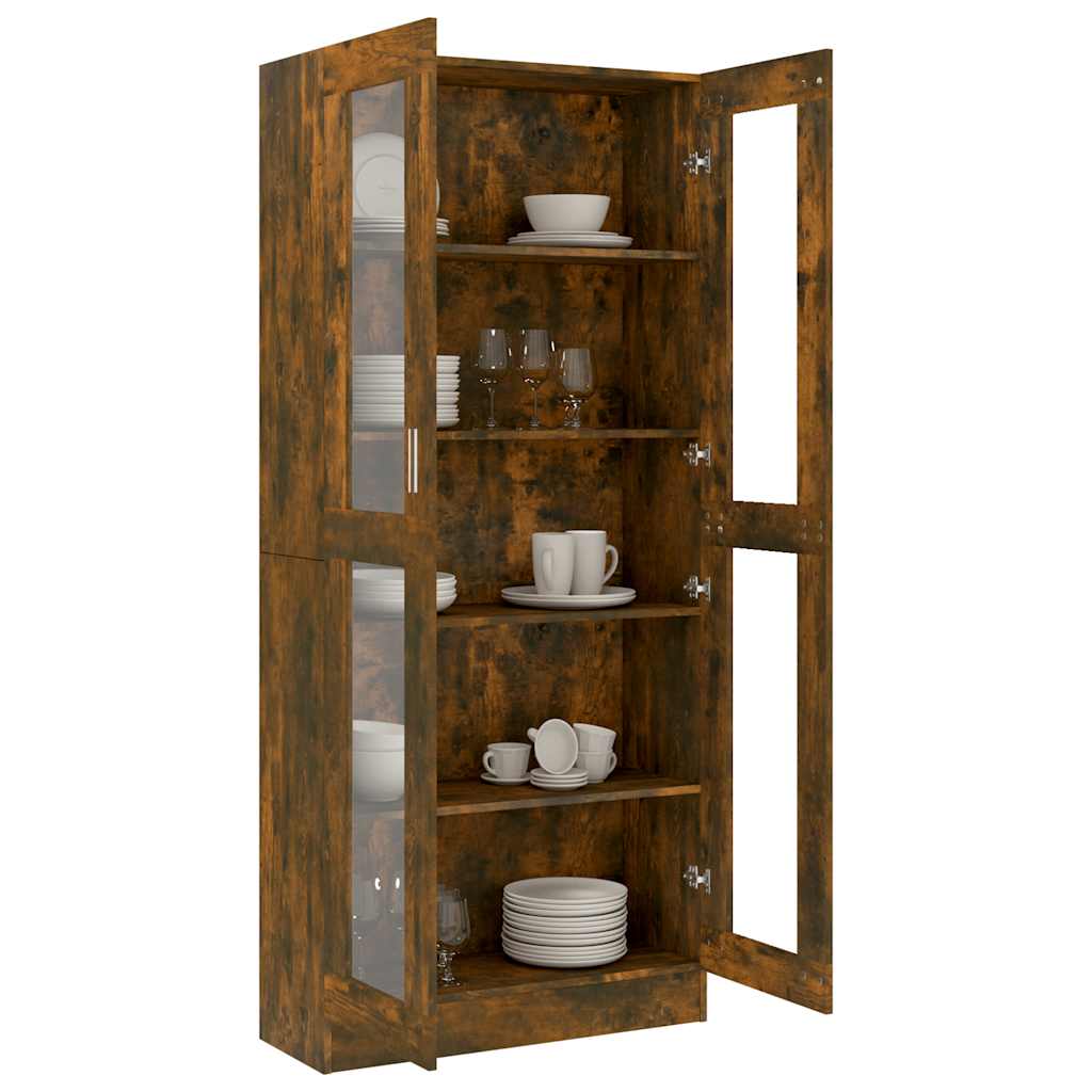 Vitrinenschrank Räuchereiche 82,5x30,5x185 cm Holzwerkstoff