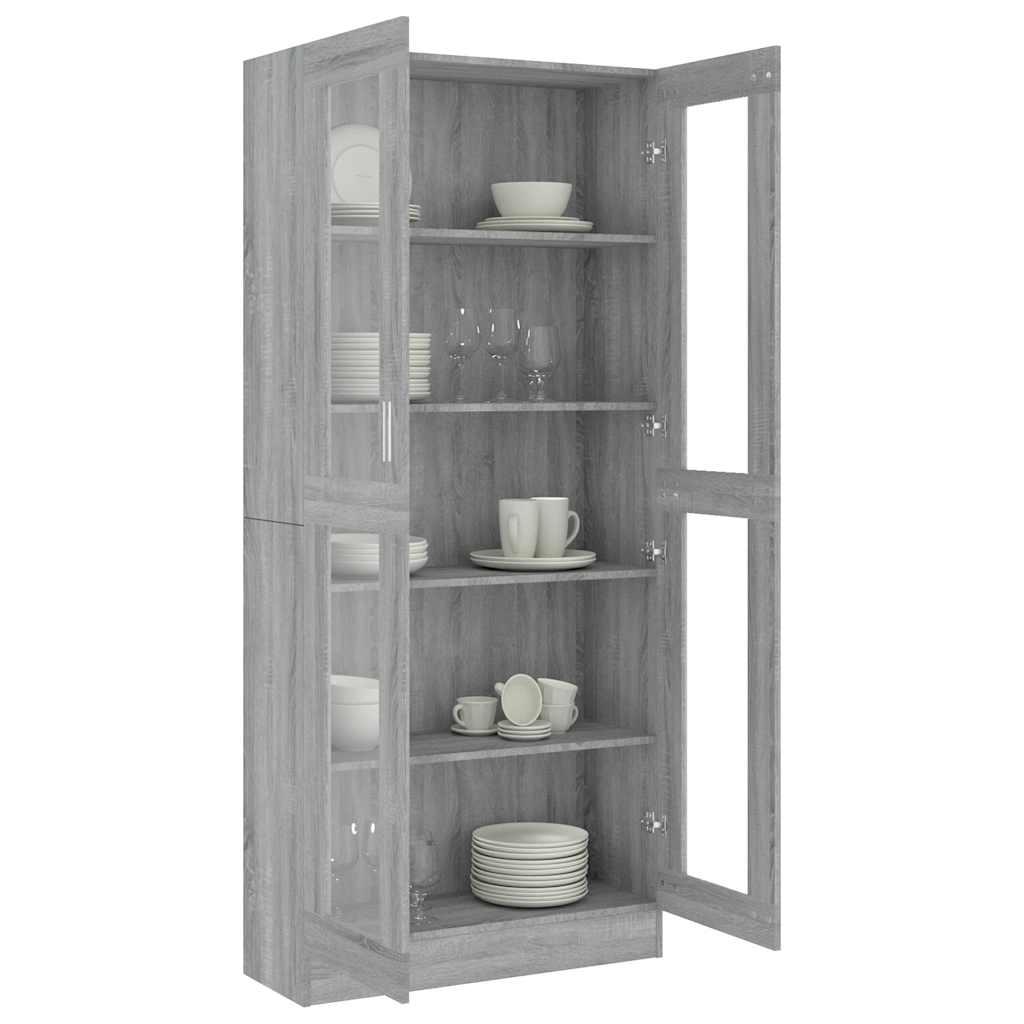 Vitrinenschrank Grau Sonoma 82,5x30,5x185 cm Holzwerkstoff