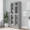Vitrinenschrank Grau Sonoma 82,5x30,5x185 cm Holzwerkstoff