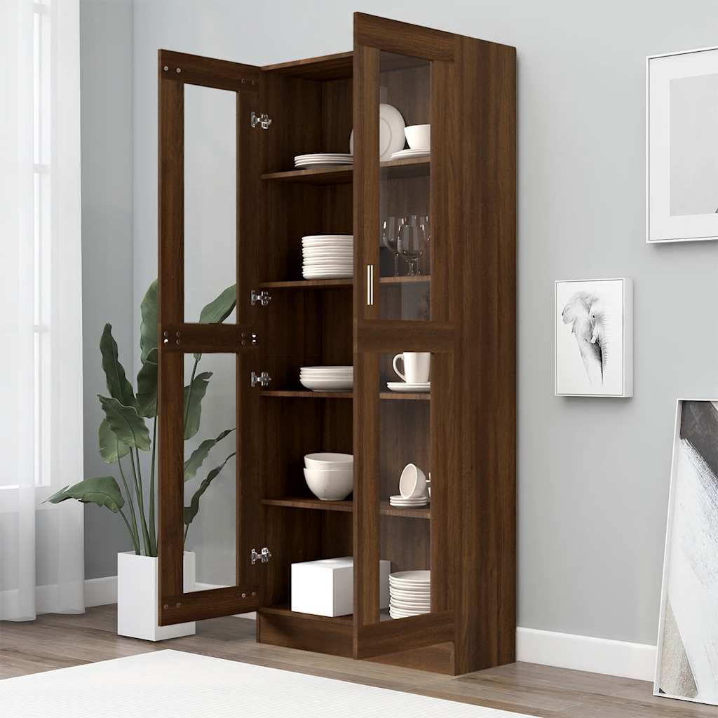 Vitrinenschrank Braun Eichen-Optik 82,5x30,5x185 cm