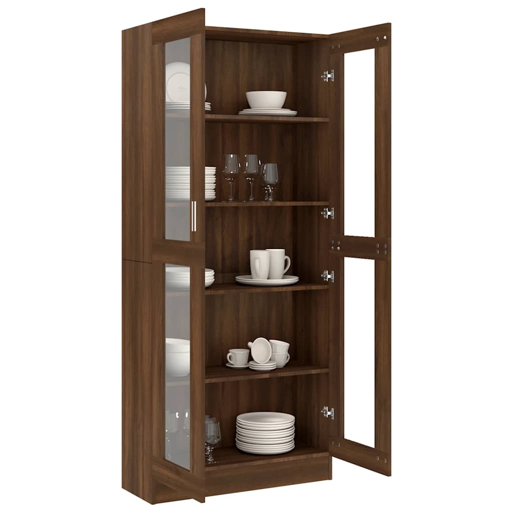 Vitrinenschrank Braun Eichen-Optik 82,5x30,5x185 cm