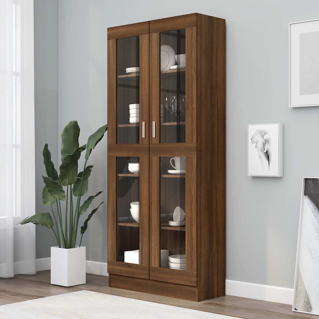 Vitrinenschrank Braun Eichen-Optik 82,5x30,5x185 cm