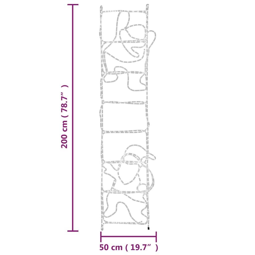 LED-Silhouette Weihnachtsmann auf Leiter 552 LEDs 50x200 cm