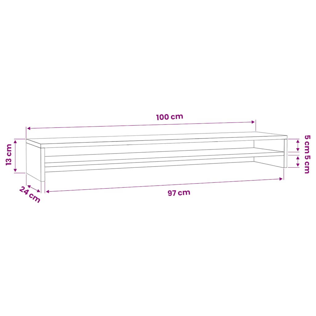 Monitorständer Braun Eichen-Optik 100x24x13 cm Holzwerkstoff