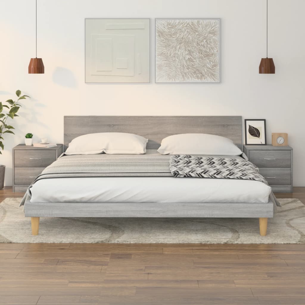 Nachttische 2 Stk. Grau Sonoma 40x30x40 cm Holzwerkstoff