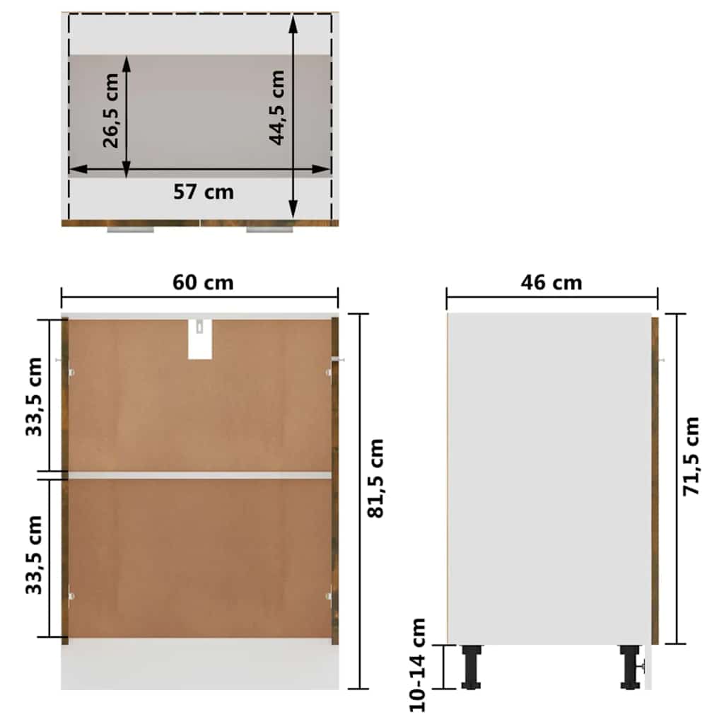 Unterschrank Lyon Räuchereiche 60x46x81,5 cm Holzwerkstoff