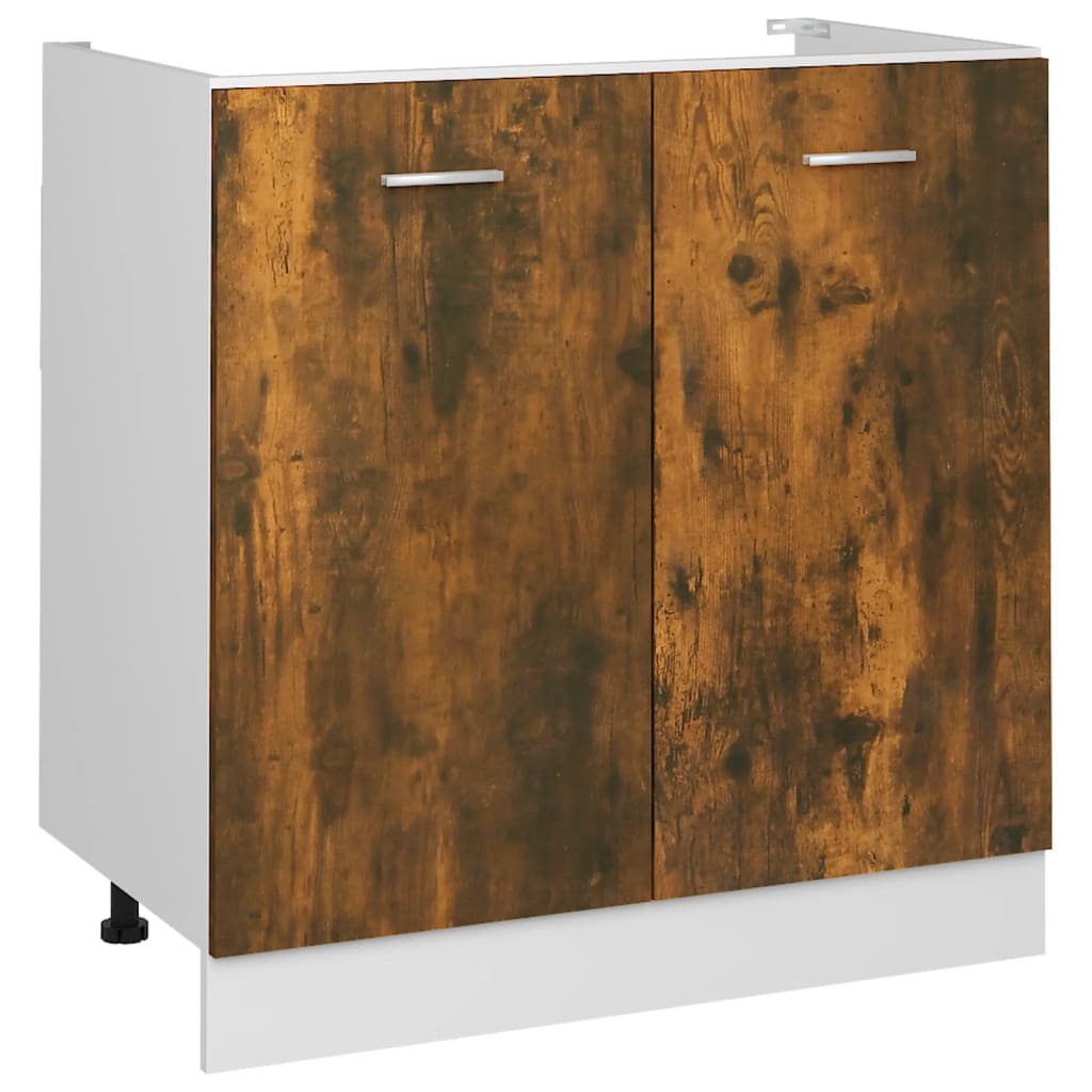 Spülenunterschrank Lyon Räuchereiche 80x46x81,5 cm Holzwerkstoff