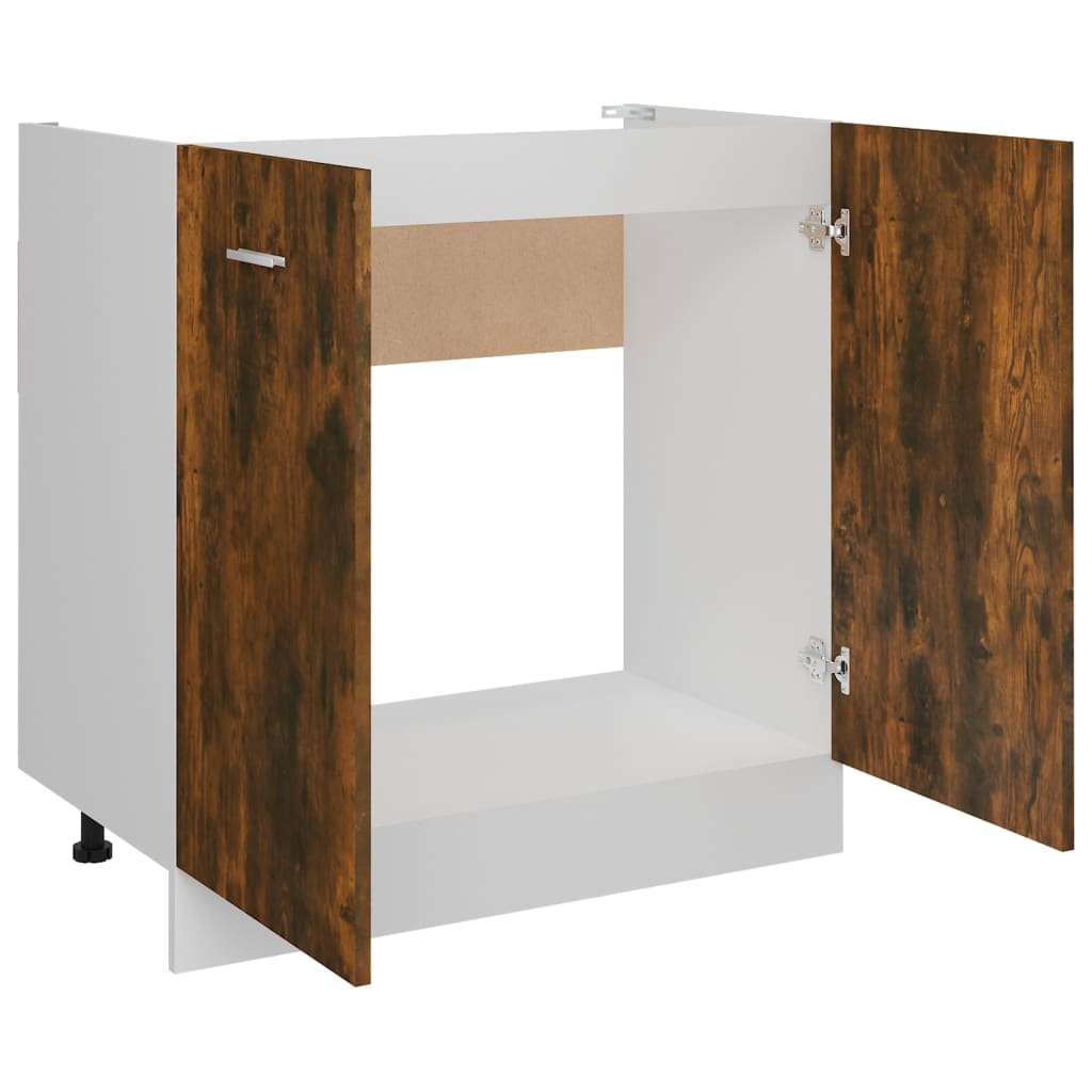 Spülenunterschrank Lyon Räuchereiche 80x46x81,5 cm Holzwerkstoff