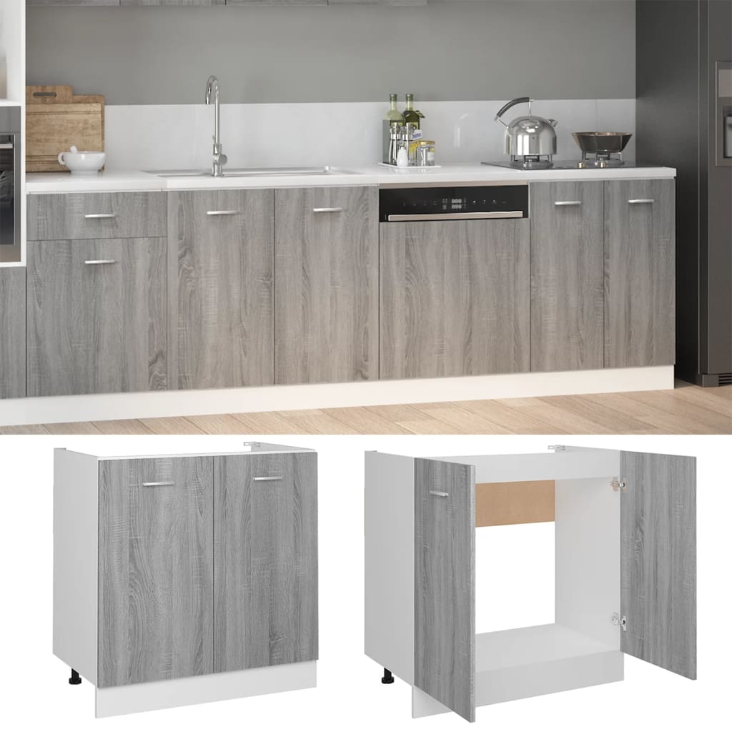 Spülenunterschrank Lyon Grau Sonoma 80x46x81,5 cm Holzwerkstoff