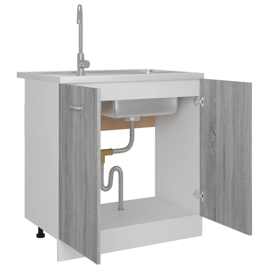 Spülenunterschrank Lyon Grau Sonoma 80x46x81,5 cm Holzwerkstoff