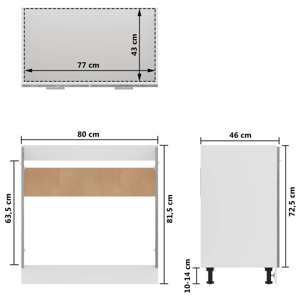Spülenunterschrank Lyon Grau Sonoma 80x46x81,5 cm Holzwerkstoff