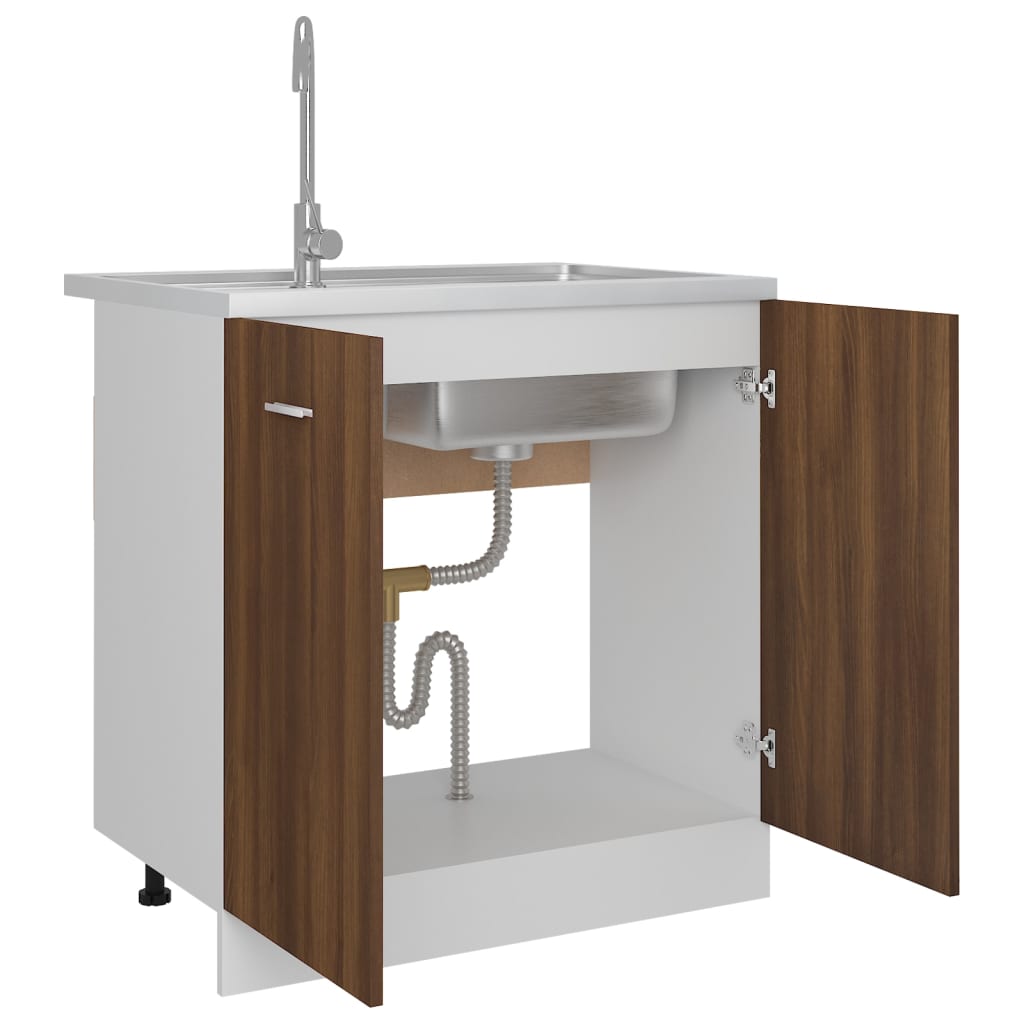 Spülenunterschrank Lyon Braun Eiche-Optik 80x46x81,5cm Holzwerkstoff