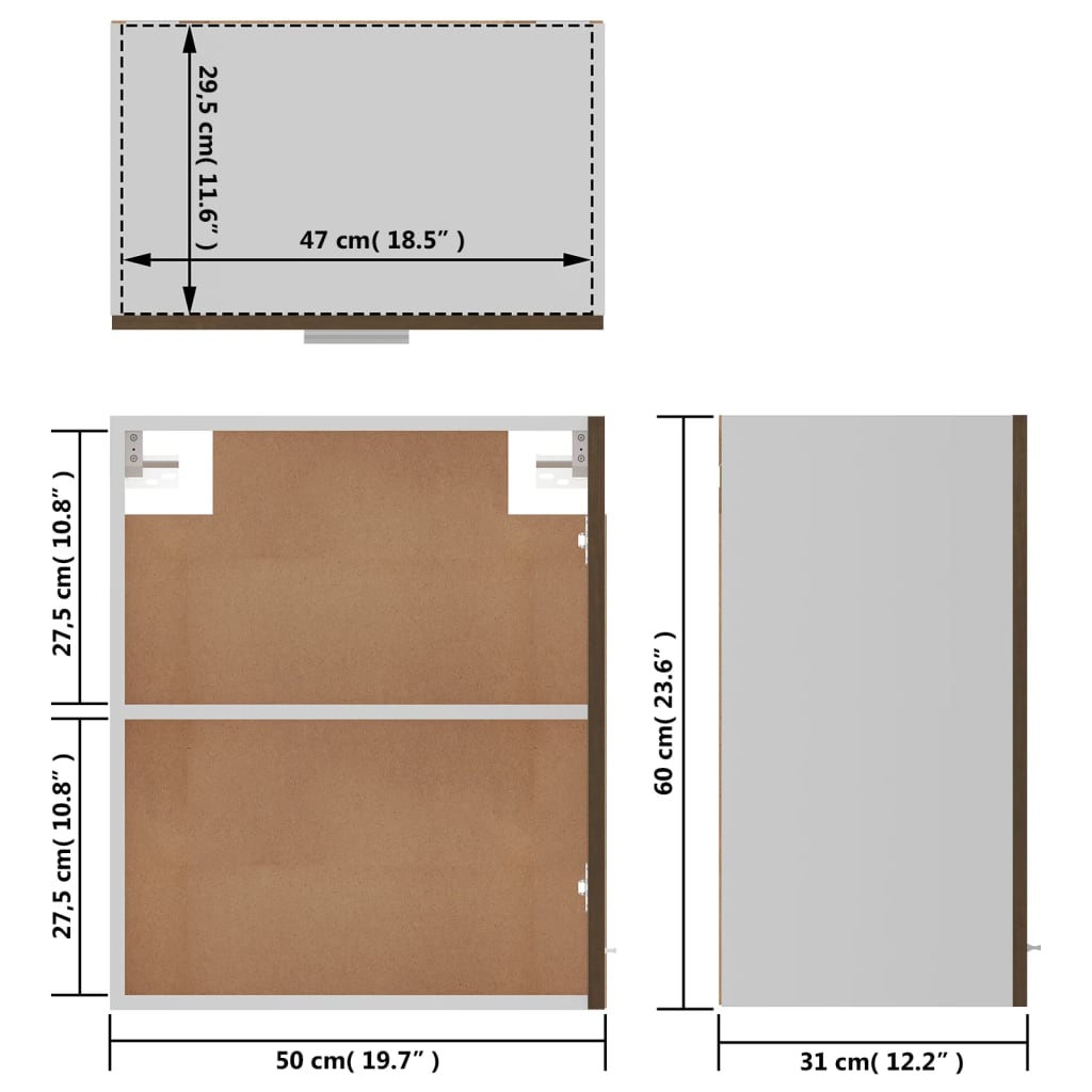 Hängeschrank Lyon Braun Eichen-Optik 50x31x60 cm Holzwerkstoff