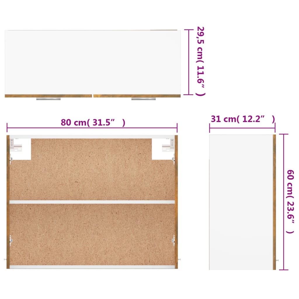 Hängeschrank Lyon Räuchereiche 80x31x60 cm Holzwerkstoff