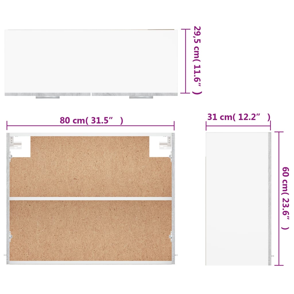 Hängeschrank Lyon Grau Sonoma 80x31x60 cm Holzwerkstoff