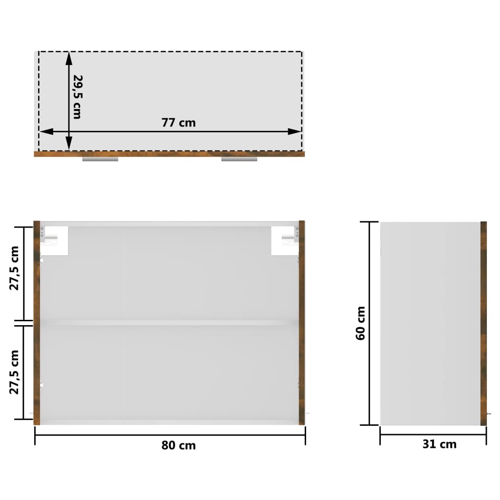 Hängeschrank Lyon Glas Räuchereiche 80x31x60 cm Holzwerkstoff