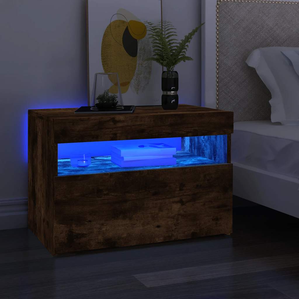 TV-Schrank mit LED-Leuchten Räuchereiche 60x35x40 cm