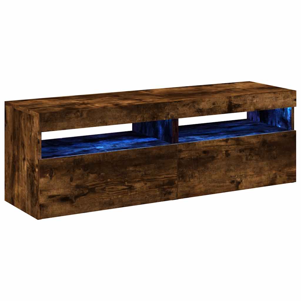 TV-Schränke 2 Stk. mit LED-Leuchten Räuchereiche 60x35x40 cm