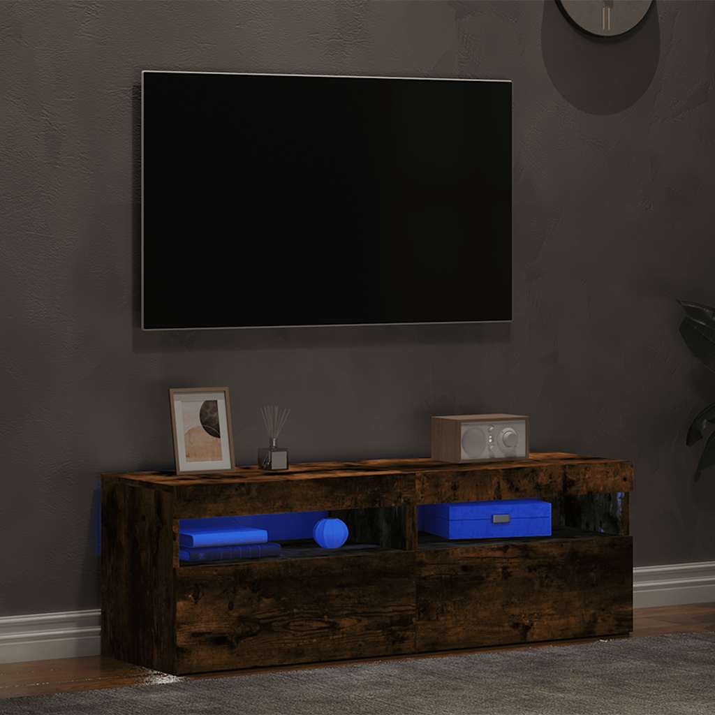 TV-Schränke 2 Stk. mit LED-Leuchten Räuchereiche 60x35x40 cm