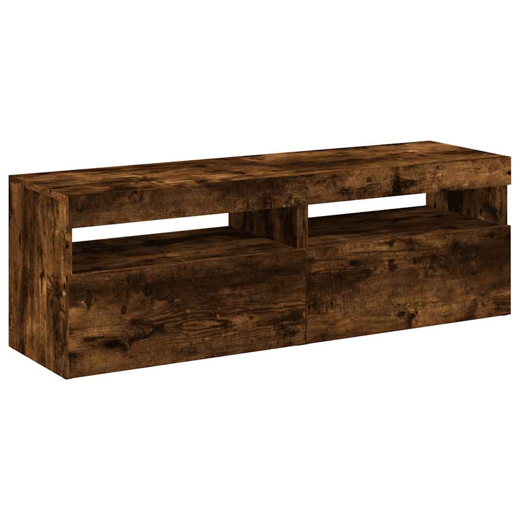 TV-Schränke 2 Stk. mit LED-Leuchten Räuchereiche 60x35x40 cm