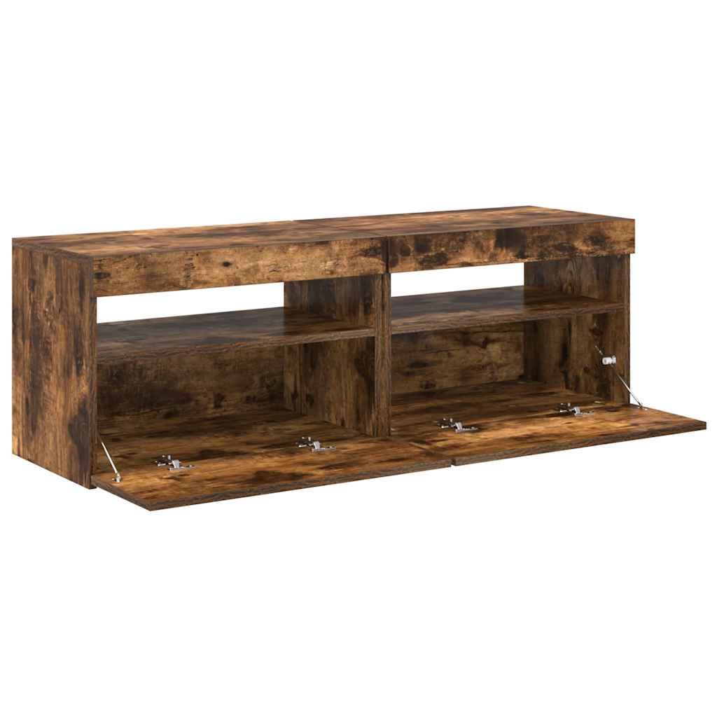TV-Schränke 2 Stk. mit LED-Leuchten Räuchereiche 60x35x40 cm