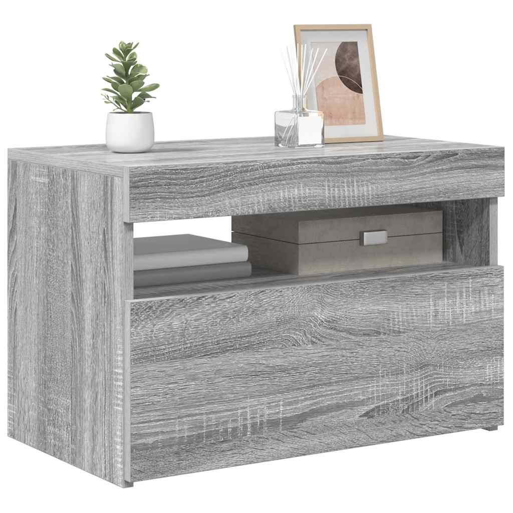 TV-Schrank mit LED-Leuchten Grau Sonoma 60x35x40 cm