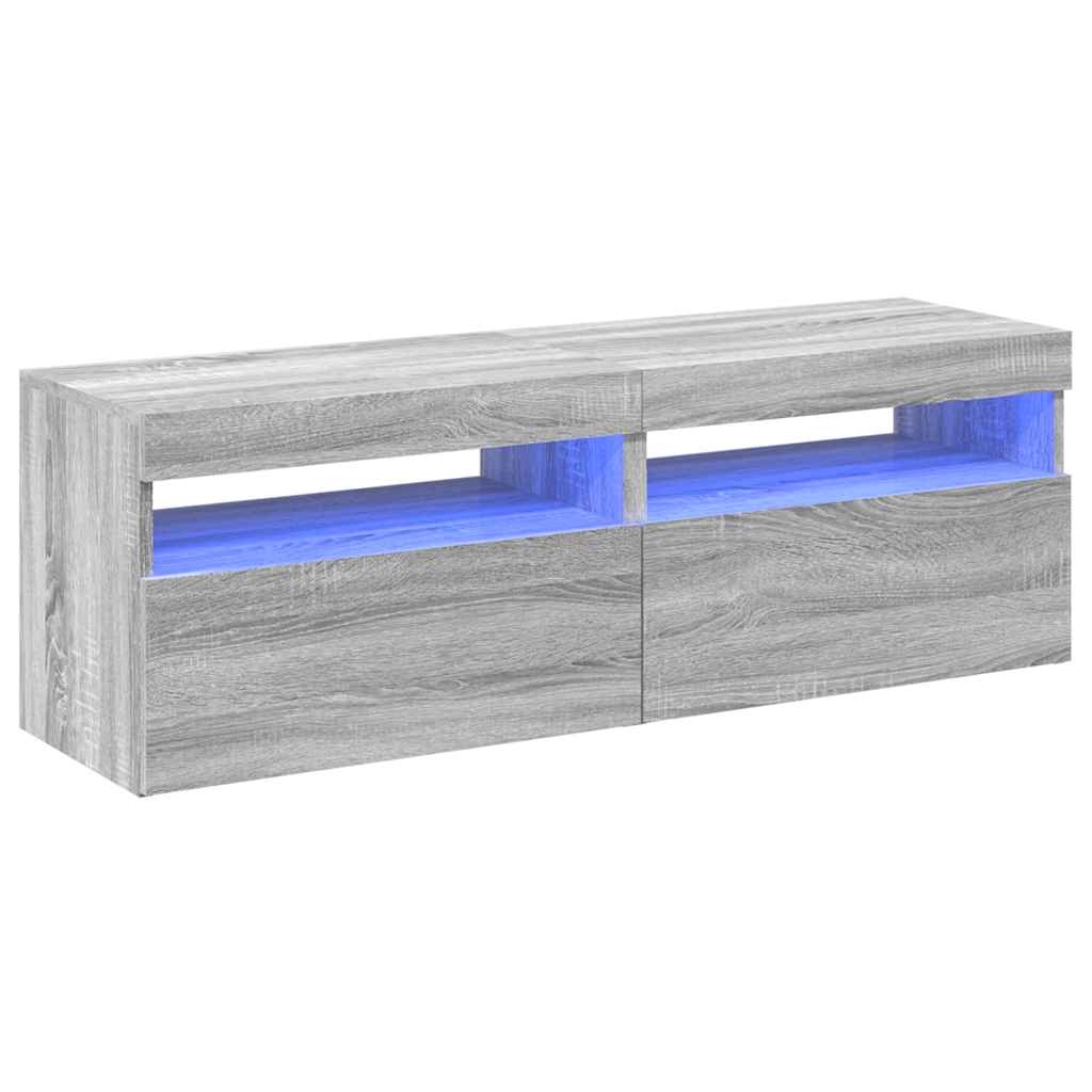 TV-Schränke 2 Stk. mit LED-Leuchten Grau Sonoma 60x35x40 cm