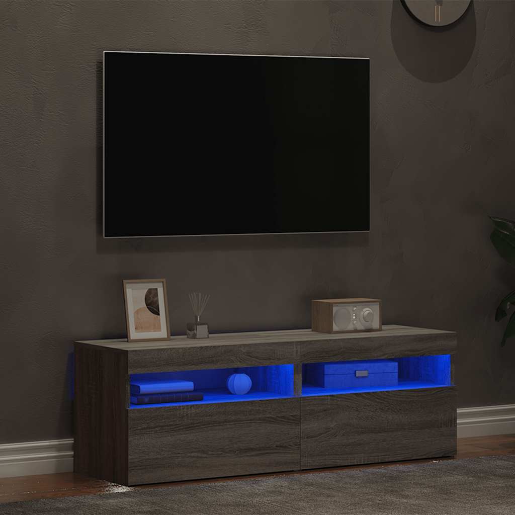 TV-Schränke 2 Stk. mit LED-Leuchten Grau Sonoma 60x35x40 cm