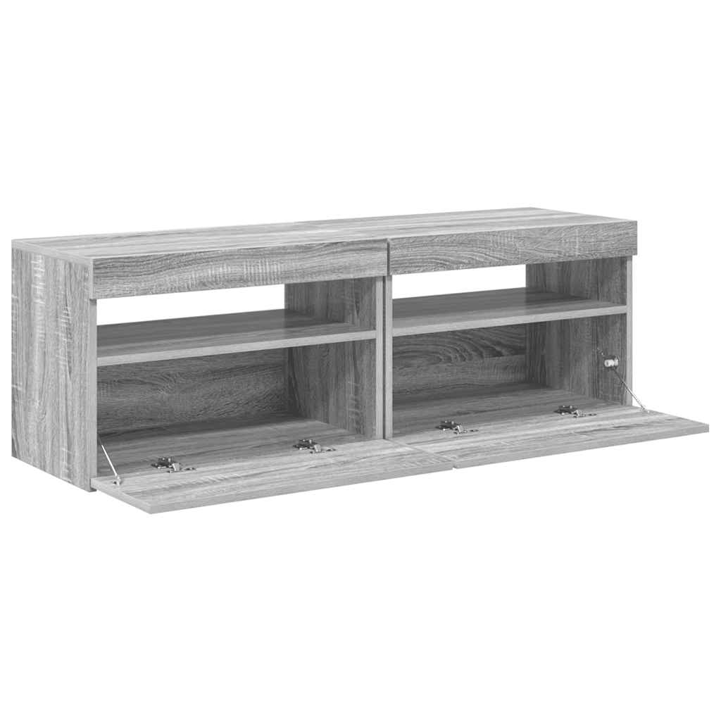 TV-Schränke 2 Stk. mit LED-Leuchten Grau Sonoma 60x35x40 cm