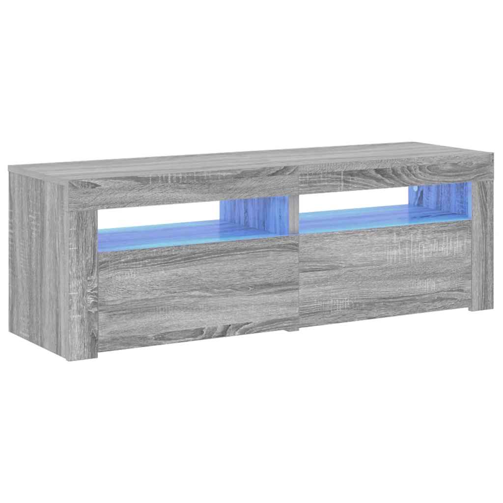 TV-Schrank mit LED-Leuchten Grau Sonoma 120x35x40 cm
