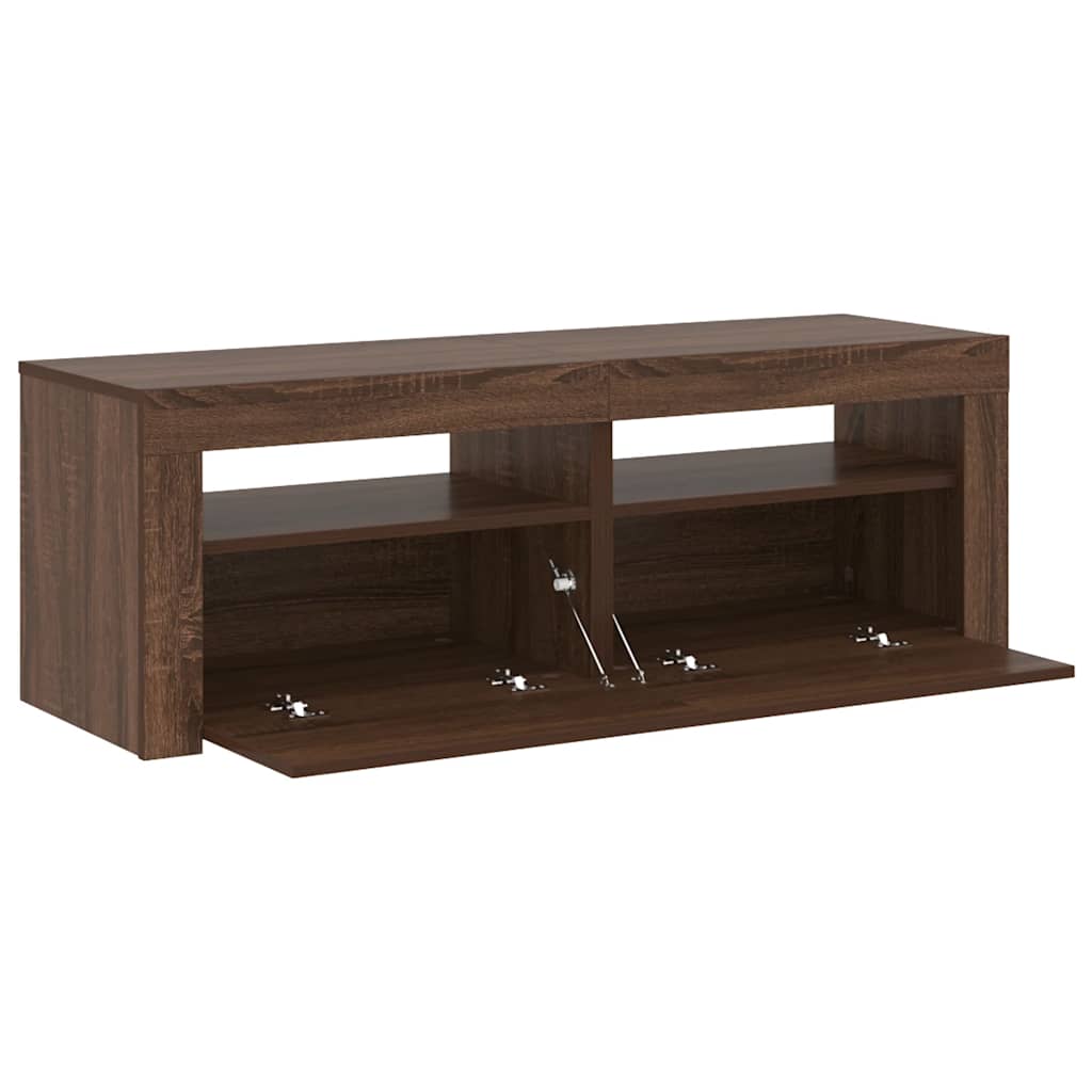 TV-Schrank mit LED-Leuchten Braun Eichen-Optik 120x35x40 cm