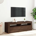 TV-Schrank mit LED-Leuchten Braun Eichen-Optik 120x35x40 cm