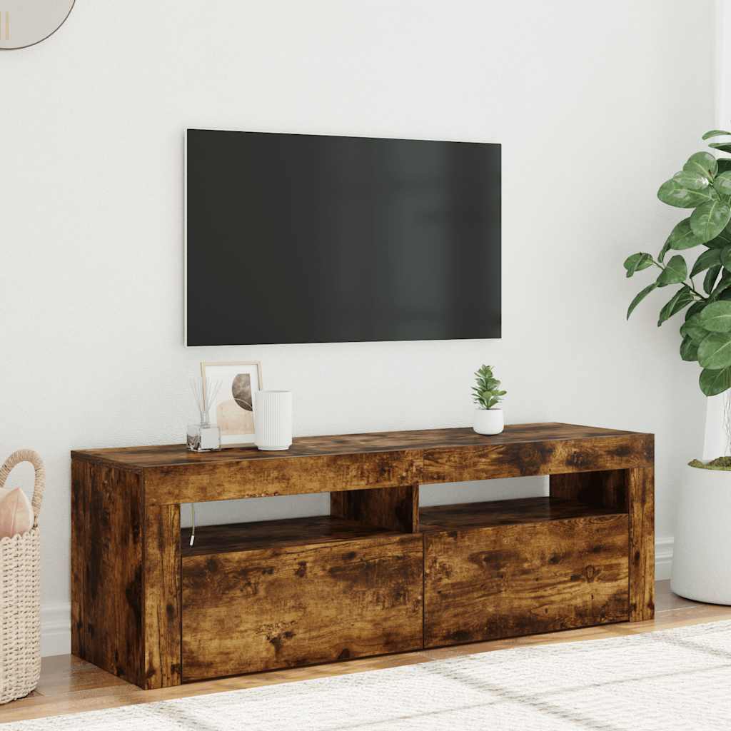 TV-Schrank mit LED-Leuchten Räuchereiche 120x35x40 cm