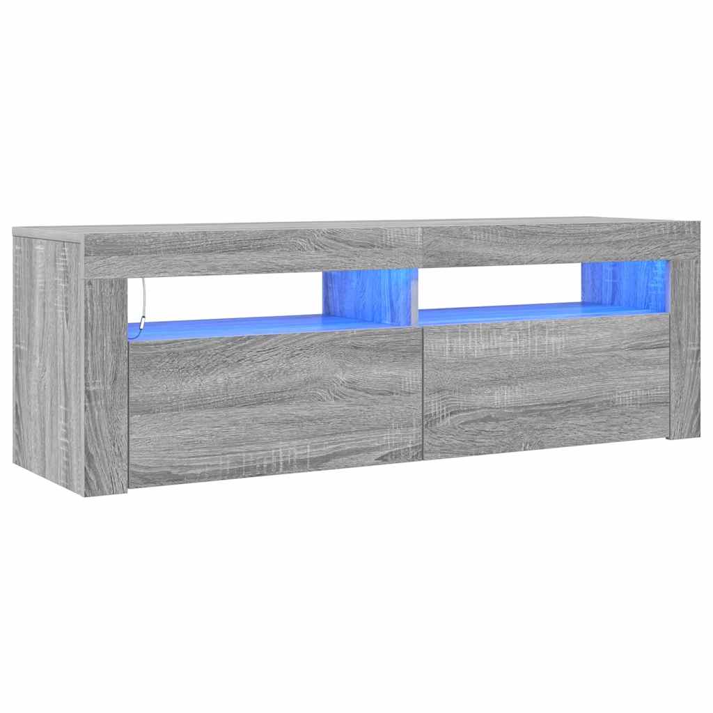 TV-Schrank mit LED-Leuchten Grau Sonoma 120x35x40 cm