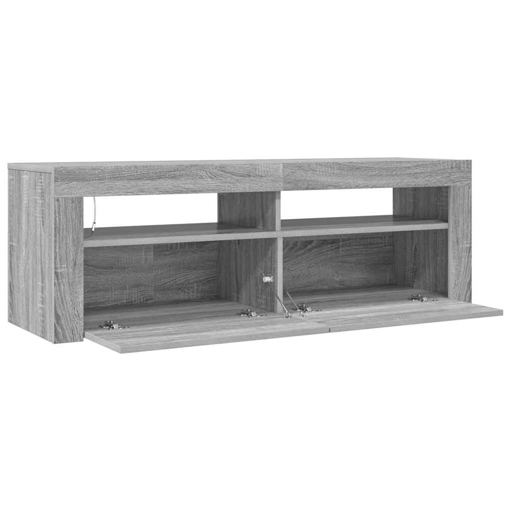 TV-Schrank mit LED-Leuchten Grau Sonoma 120x35x40 cm