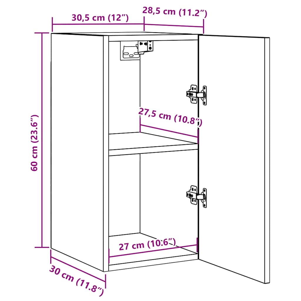 TV-Schrank Räuchereiche 30,5x30x60 cm Holzwerkstoff