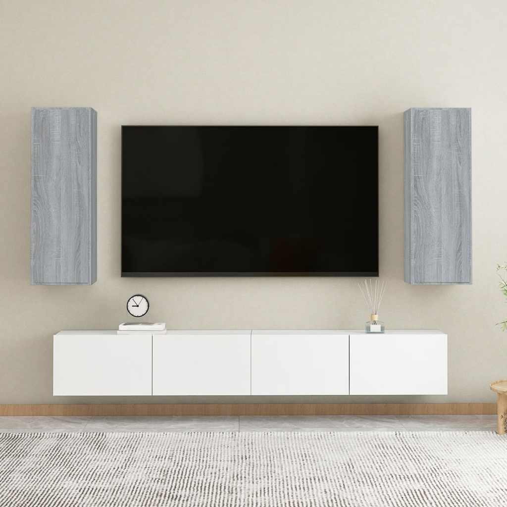 TV-Schränke 2 Stk. Grau Sonoma 30,5x30x90 cm Holzwerkstoff