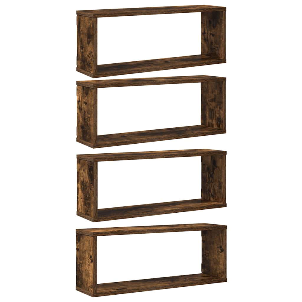 Würfelregale 4 Stk. Räuchereiche 60x15x23 cm Holzwerkstoff
