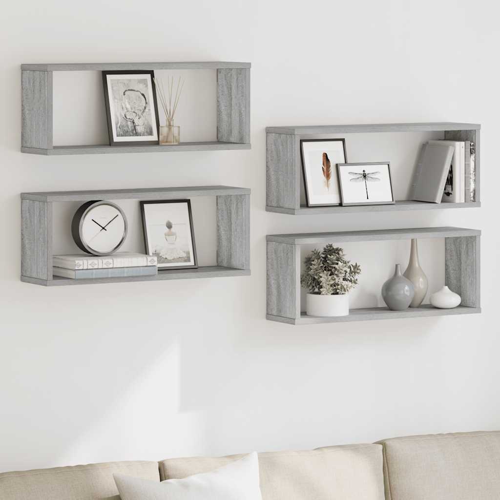 Würfelregale 4 Stk. Grau Sonoma 60x15x23 cm Holzwerkstoff