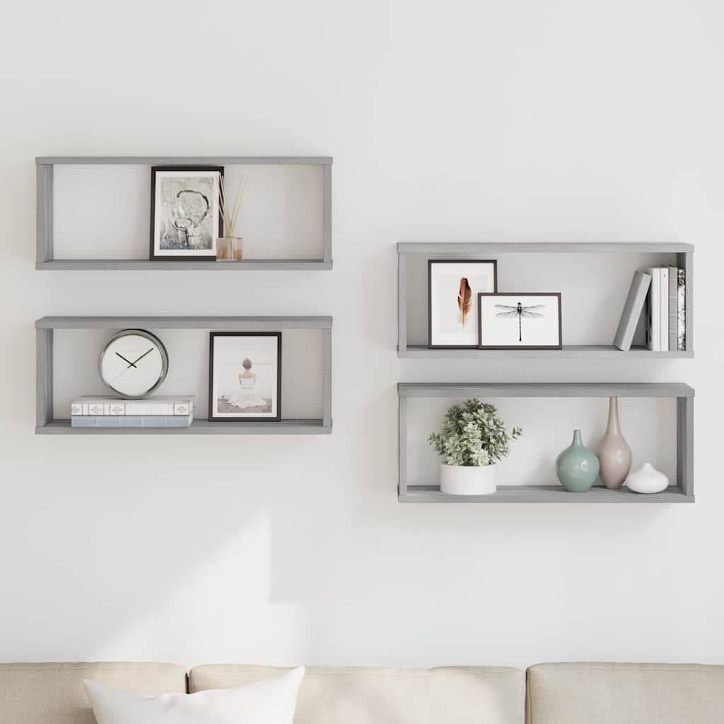 Würfelregale 4 Stk. Grau Sonoma 60x15x23 cm Holzwerkstoff