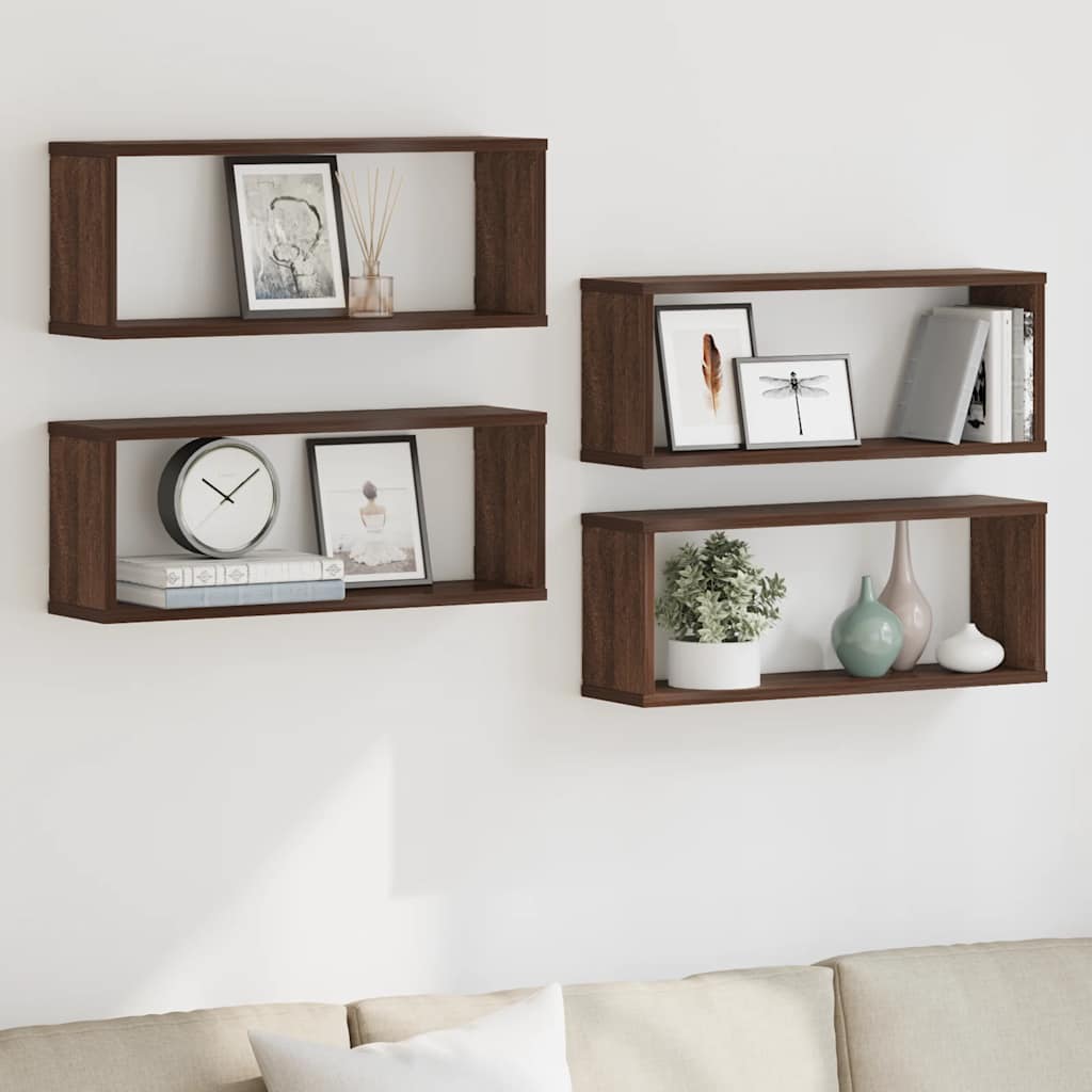 Würfelregale 4 Stk. Braun Eichen-Optik 60x15x23cm Holzwerkstoff