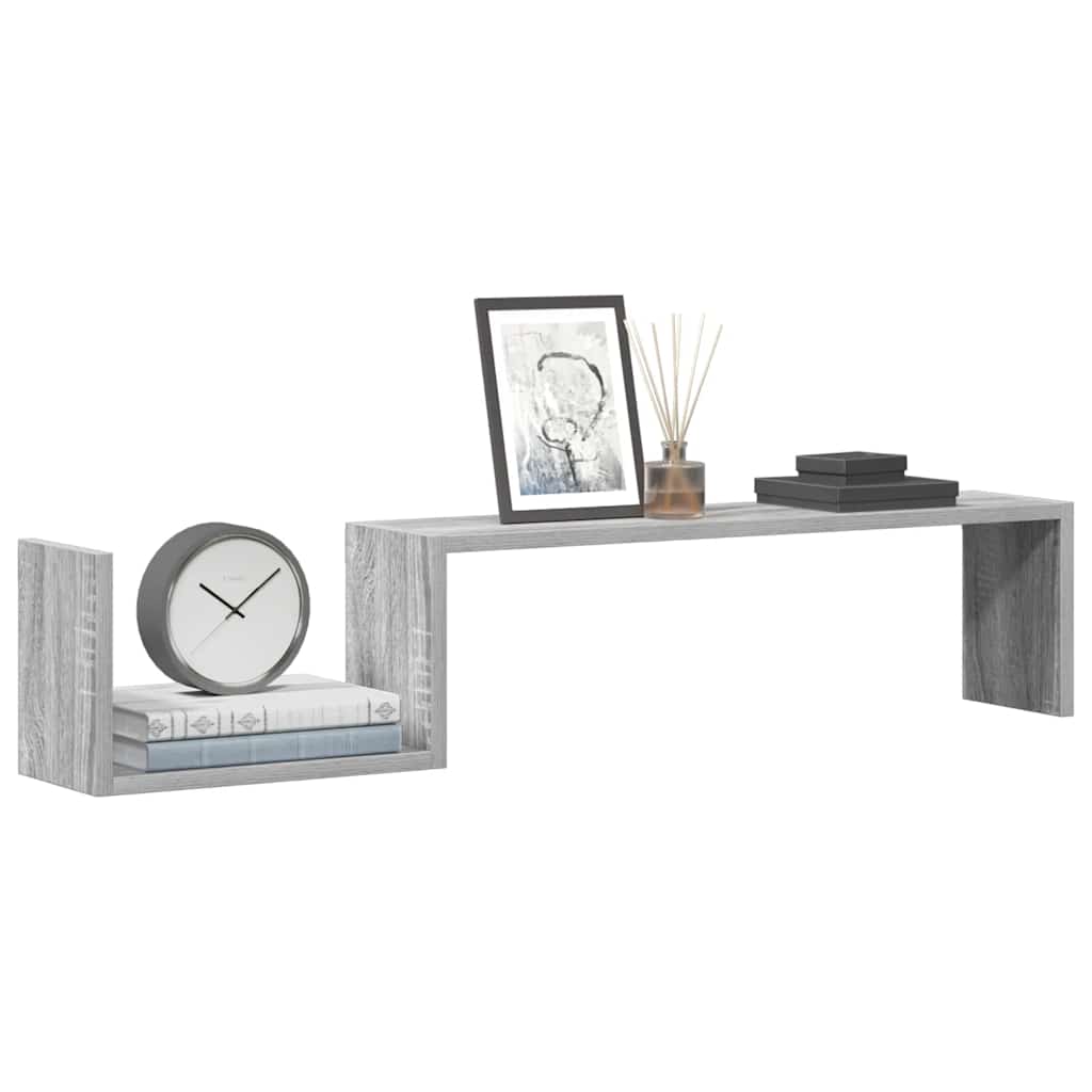 Wandregale 2 Stk. Grau Sonoma 100x15x20 cm Holzwerkstoff