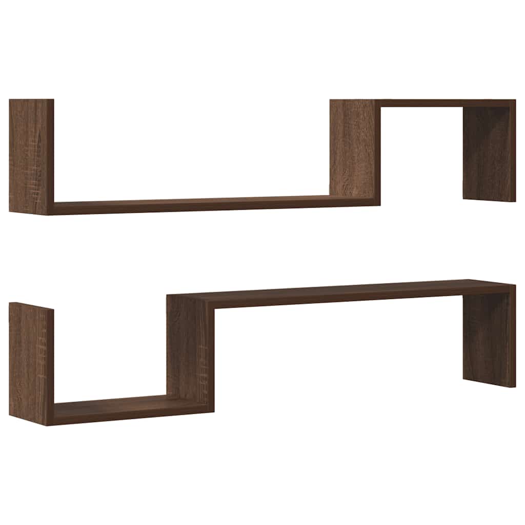 Wandregale 2 Stk. Braun Eichen-Optik 100x15x20 cm Holzwerkstoff