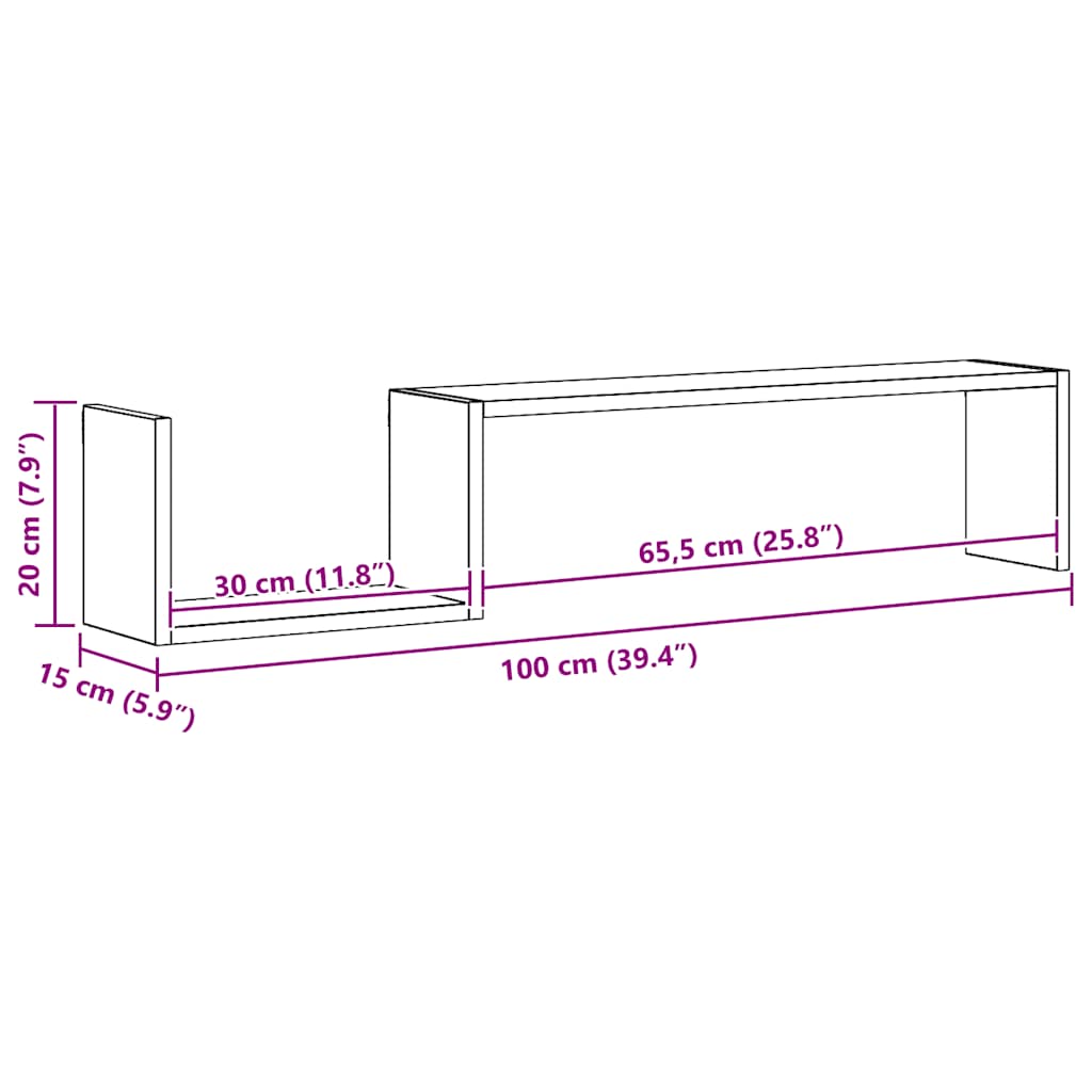 Wandregale 2 Stk. Braun Eichen-Optik 100x15x20 cm Holzwerkstoff