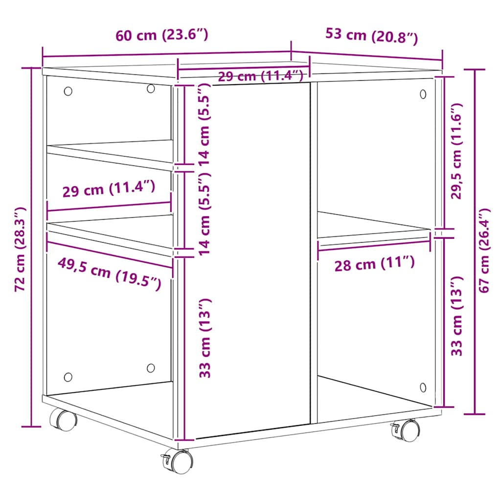 Rollschrank Braun Eichen-Optik 60x53x72 cm Holzwerkstoff