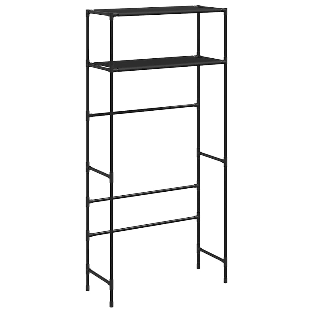 Waschmaschinenregal 2 Ablagen Schwarz 69x28x143 cm Eisen