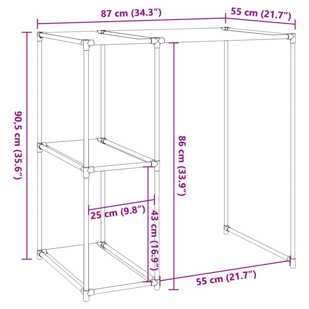 Waschmaschinenregal Grau 87x55x90,5 cm Eisen