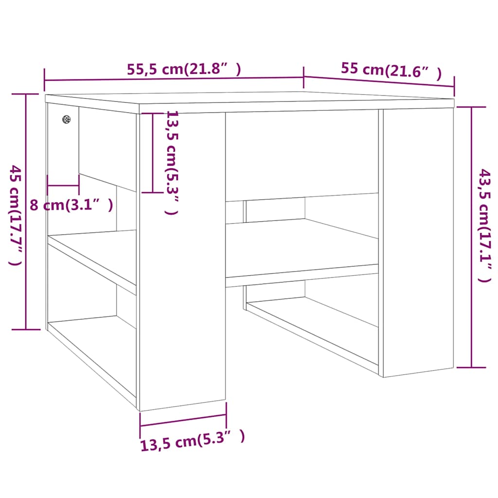 Couchtisch Schwarz 55,5x55x45 cm Holzwerkstoff