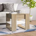 Couchtisch Weiß Sonoma-Eiche 55,5x55x45 cm Holzwerkstoff